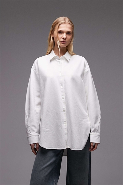 Рубашка из джинсовой ткани большого размера артикул 155217483