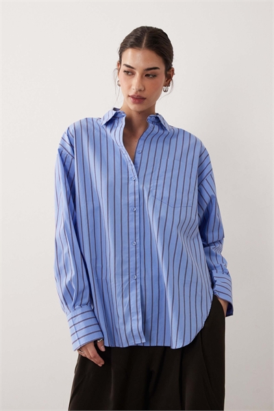 Рубашка Джейми из поплина в крупную полоску артикул 154134435