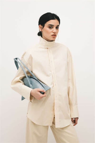 Рубашка с высоким воротником из 100% хлопка артикул 155128930