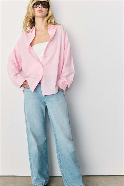 Рубашка с эффектом струящегося льна артикул 156249681