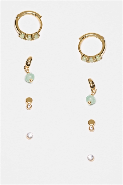 Набор из 4 сережек с авантюриновыми камушками, покрытых 14-каратным золотом артикул 154902988