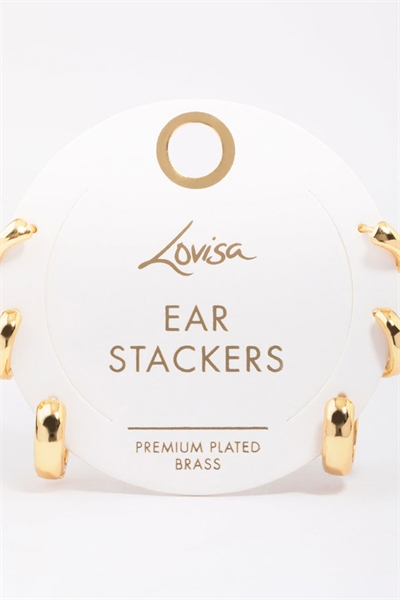 Набор из 3-х сережек-колец с градацией из позолоченной латуни артикул 152361476