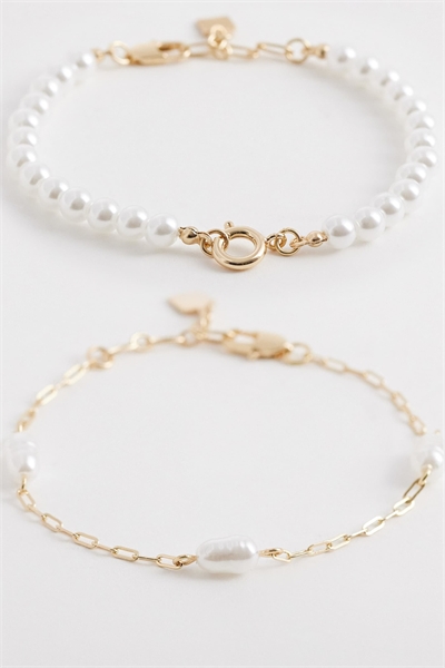 Набор из двух браслетов ASOS DESIGN Curve с имитацией жемчуга артикул 155335952
