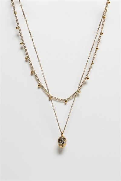 Водонепроницаемое колье из нержавеющей стали с двумя рядами звеньев, подвеской и крестиком артикул 153018493