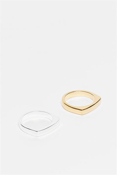 Тонкое квадратное кольцо с двумя полосками артикул 154340432