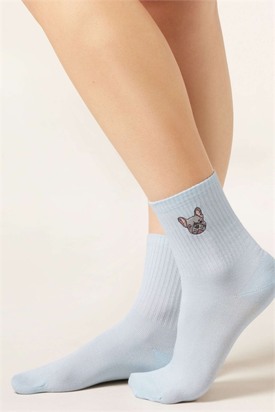 Носки с вышитыми собачками артикул 155976991