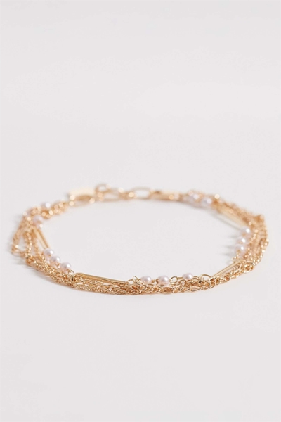 ASOS DESIGN Curve: многорядный браслет из цепочек с элементами из искусственного жемчуга артикул 155173786