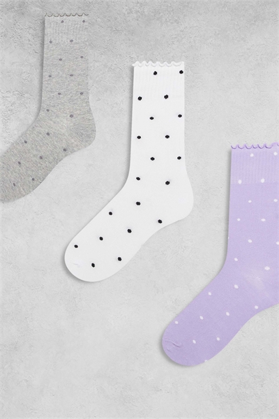3 пары носков в горошек белого и фиолетового цвета артикул 154134403