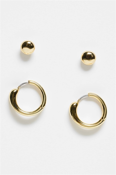 Набор из 2 пар сережек-гвоздиков и сережек-колец артикул 153891745