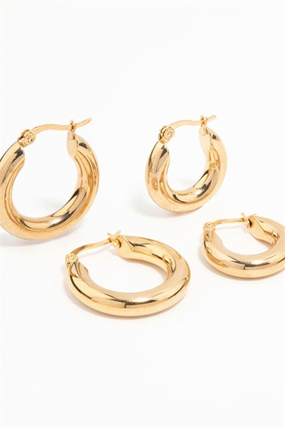 Сережки-кольца Lovisa из водонепроницаемой нержавеющей стали с позолотой, комплект из 2 штук артикул 150794214