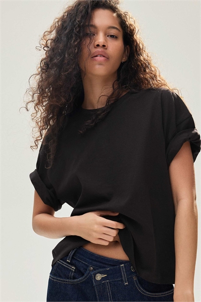 Футболка прямого кроя с короткими рукавами артикул 155721284