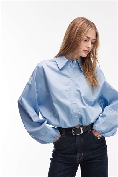 Рубашка из ткани коллард с эластичным шнурком на талии спереди артикул 155057508