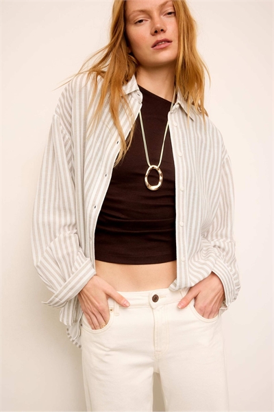 Рубашка с эффектом льна артикул 156166693