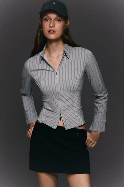 Рубашка с длинными рукавами на молнии артикул 155688850