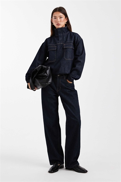 Рубашка из денима с воротником-воронкой артикул 152591718