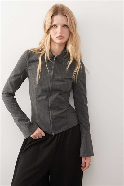 Рубашка на молнии с рукавами-клёш артикул 154328758