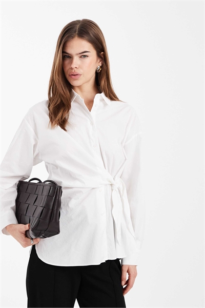 Рубашка из поплина с завязками по бокам артикул 153786590