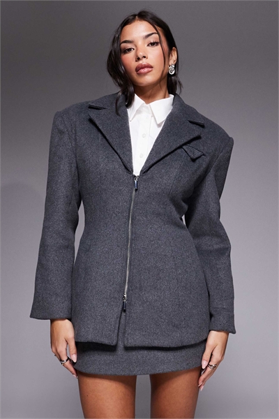 Блейзер из смешанной шерсти Hansa с застежкой-молнией по всей длине и подчеркнутой талией co-ord артикул 150970053