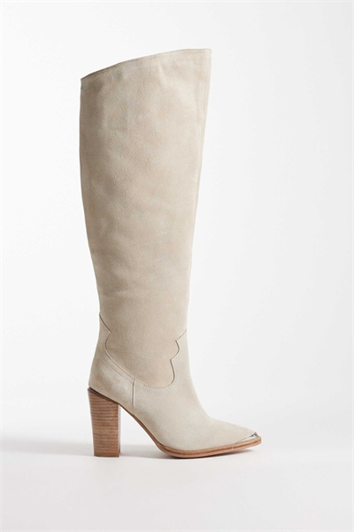 Ботинки выше колена из песочной замши с деталями в стиле нью-американа вестерн артикул 151958445