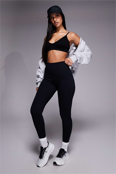 Леггинсы для занятий спортом с высокой талией и гладкой ребристой текстурой артикул 151864496