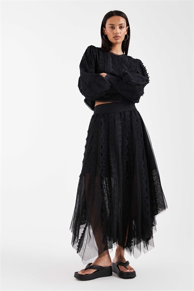 Асимметричная юбка средней длины с оборками из тюля от Vashtie артикул 154893671