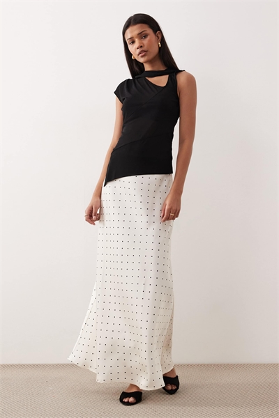 Атласная юбка средней длины в горошек артикул 153048384