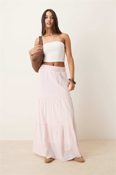 Макси-юбка в стиле бохо с высокой талией и многослойным кроем артикул 153748984