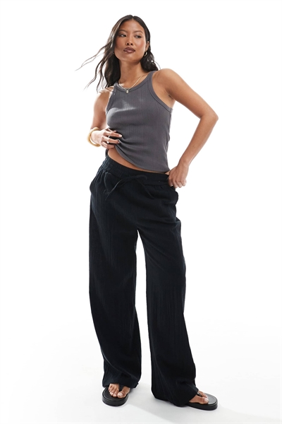 Брюки из льна с широкими брючинами артикул 139946730