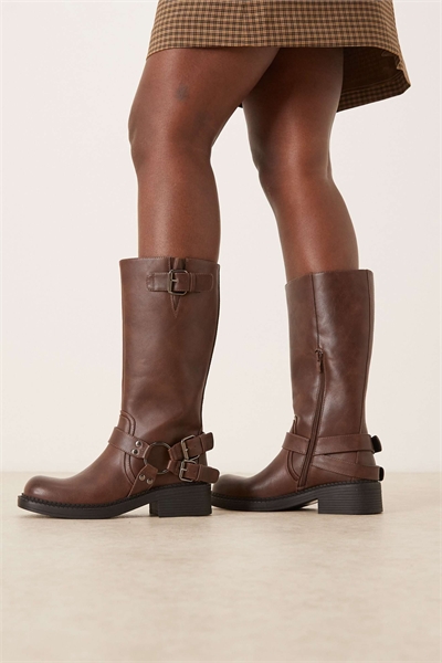 Бриджи-сапоги для байкеров в стиле «дистресс» коричневого цвета артикул 152190070