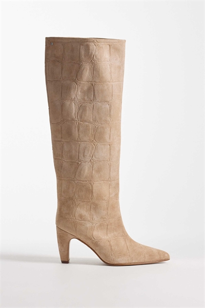 Низкие ботильоны на каблуке-шпильке из замши с крокодиловым принтом артикул 151958444