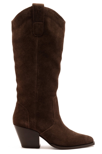 Коричневые замшевые коленные сапоги в западном стиле с заостренным носком от Austin артикул 153631935