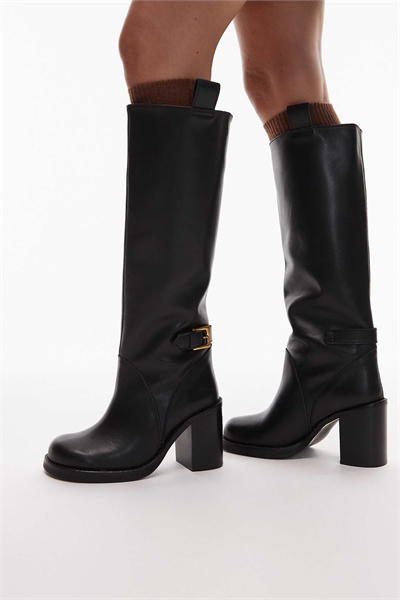 Кожаные сапоги Casper премиум-класса с круглым носком, черного цвета артикул 149429667