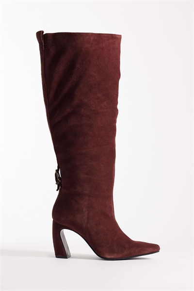 Кожаные ботинки до колен для свиданий в цвете портвейн артикул 151926659