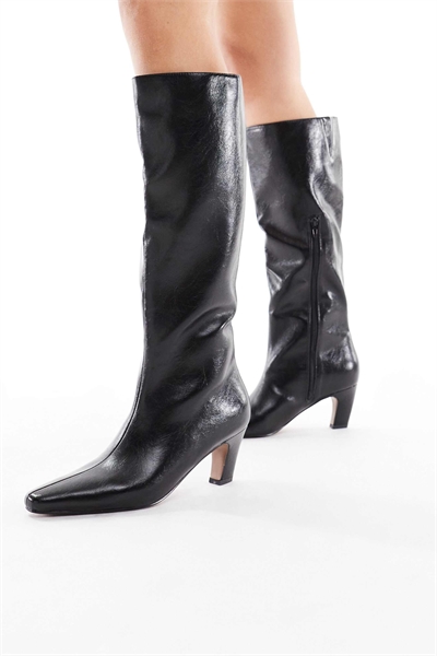 Ботильоны Delia на низком каблуке, черные, с эффектом кракле артикул 149153340