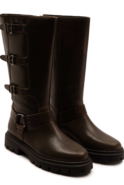 Кожаные байкерские ботинки Mauley до колен, цвет медь артикул 154089185