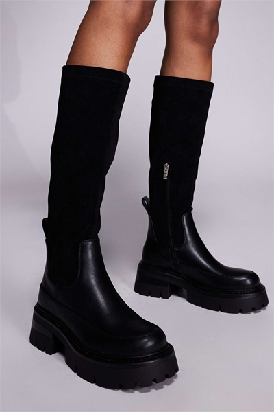Ботинки Simmi London Chorley до колен с толстой подошвой, черного цвета артикул 144766941