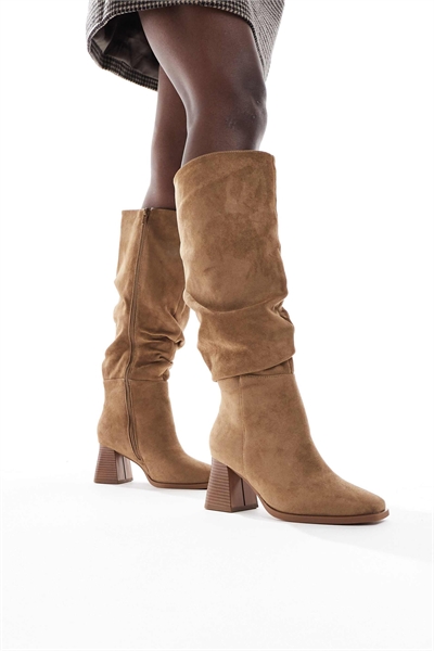 Ботинки Fisher на широком каблуке до колен, цвет серо-коричневый артикул 147790239