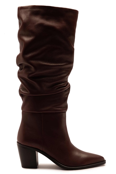 Кожаные сапоги Muswell свободного кроя до колен на широком каблуке артикул 153631999