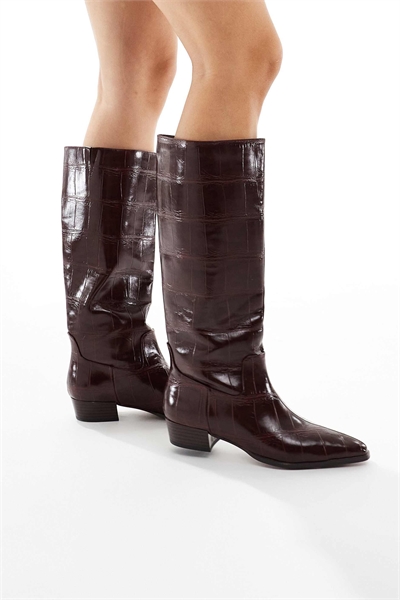 Ботинки Danika до колена из бордового крокодилового кожа артикул 149856159