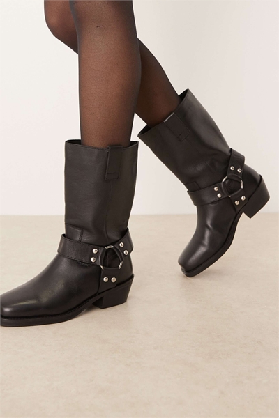 Кожаные сапоги до колен Cyrus в черном цвете артикул 146139193