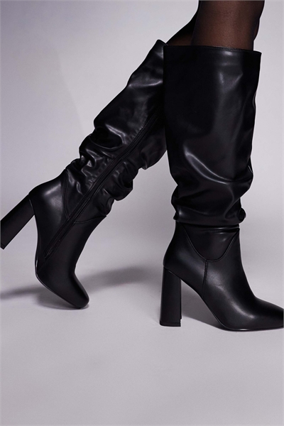 Simmi London Hanzel черные ботинки до колена с рюшами и каблуком-блок артикул 144766952