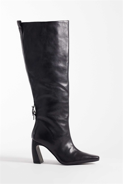 Кожаные ботинки до колен для свидания, черного цвета артикул 151926657