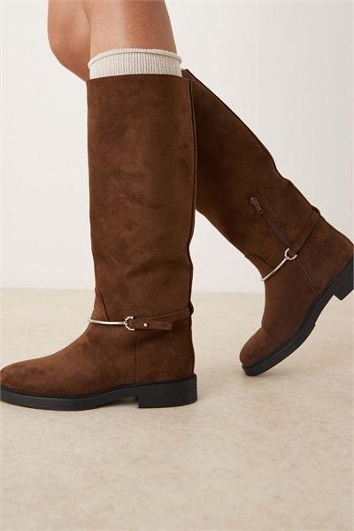 Кожаные ботинки Cole с плоской подошвой из замши шоколадного цвета с отделкой артикул 147264039