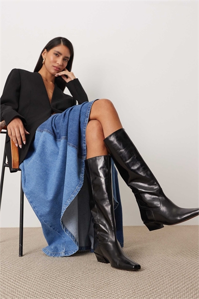 Кожаные сапоги-коленники Noa премиум-класса черного цвета артикул 150527729