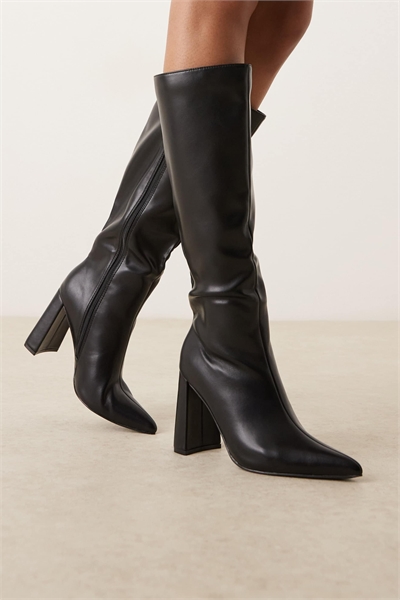 Заостренные коленные сапоги черного цвета артикул 147630322
