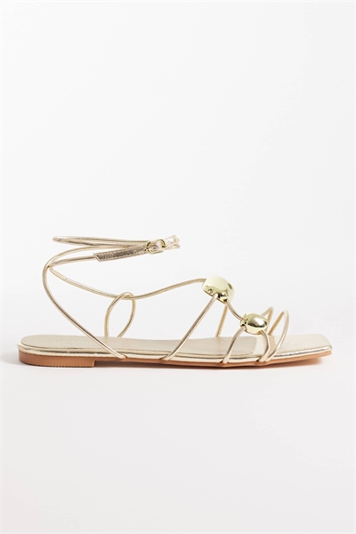 Плоские сандалии с золотыми элементами артикул 152317026