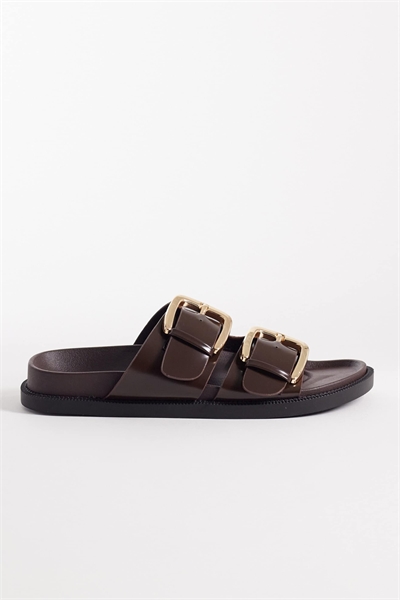 Плоские сандалии с двойной пряжкой артикул 152699754
