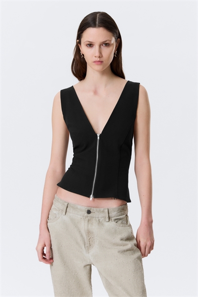 Топ без рукавов с V-образным вырезом и застежкой-молнией артикул 1324868002