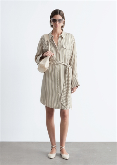 Мини-платье-рубашка с завязывающимся поясом артикул 1330160001