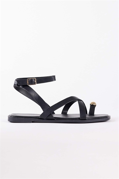 Сандалии с перекрещивающимися ремешками и золотыми элементами на носке артикул 153493247